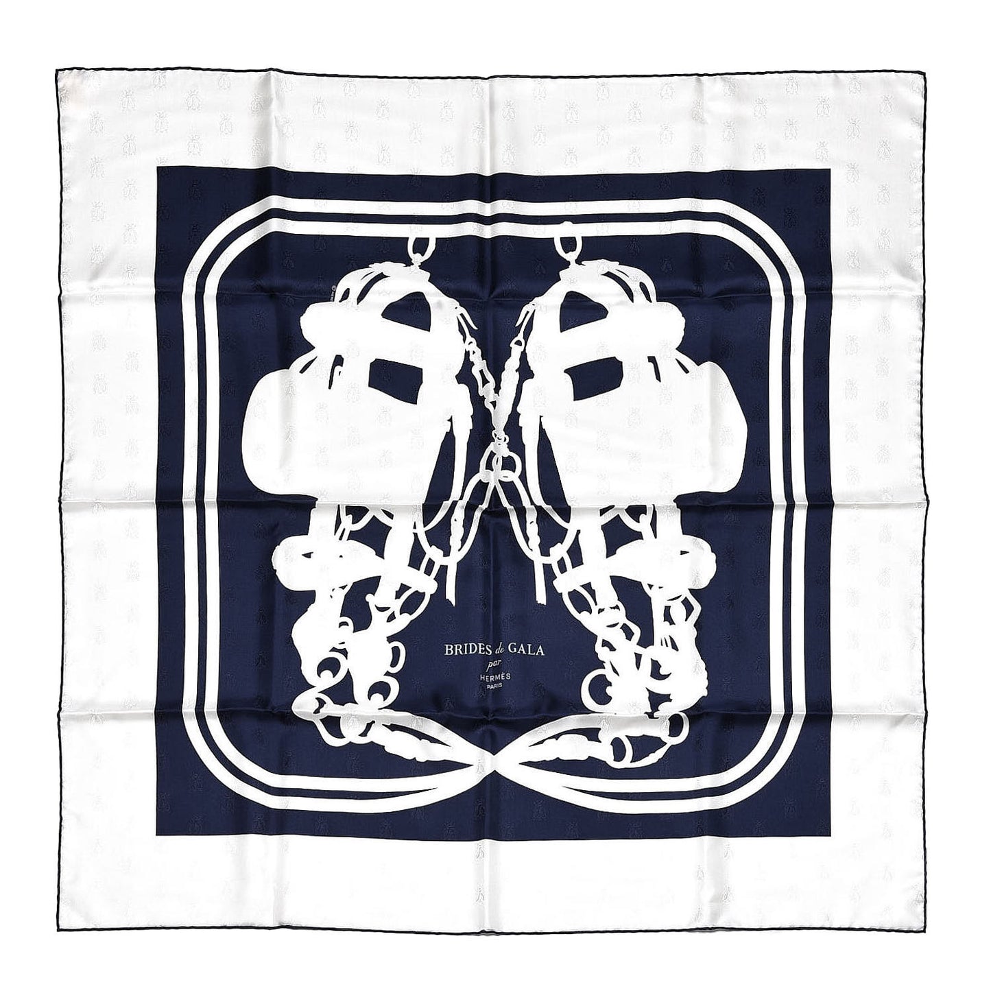 Silk Brides De Gala Tattoo Scarf 90 Marine Blanc