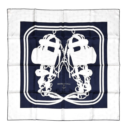 Hermes Silk Brides De Gala Tattoo Scarf 90 Marine Blanc 1 of 4