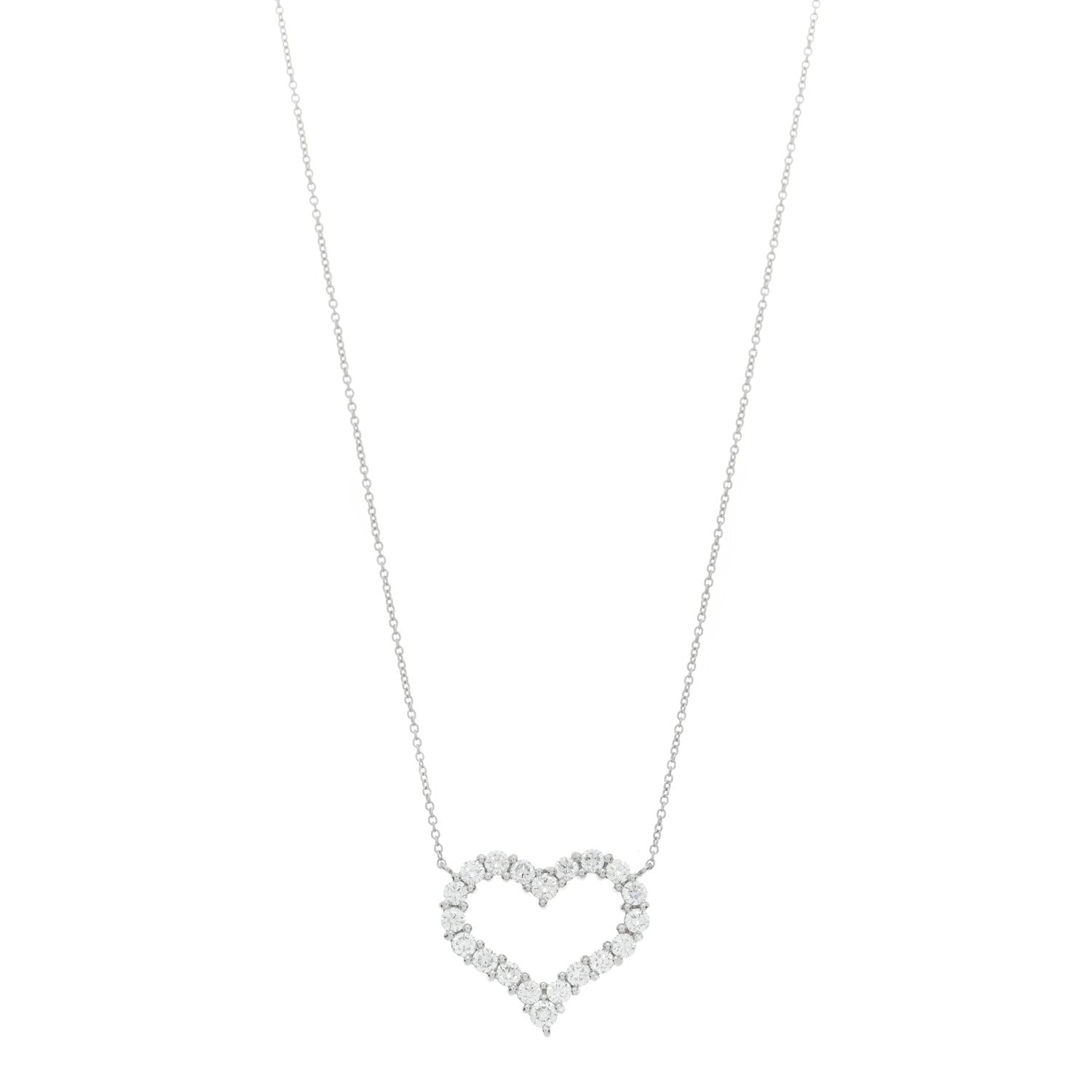 Tiffany Platinum Diamond 1.96ctw Heart Pendant Necklace 1 of 5
