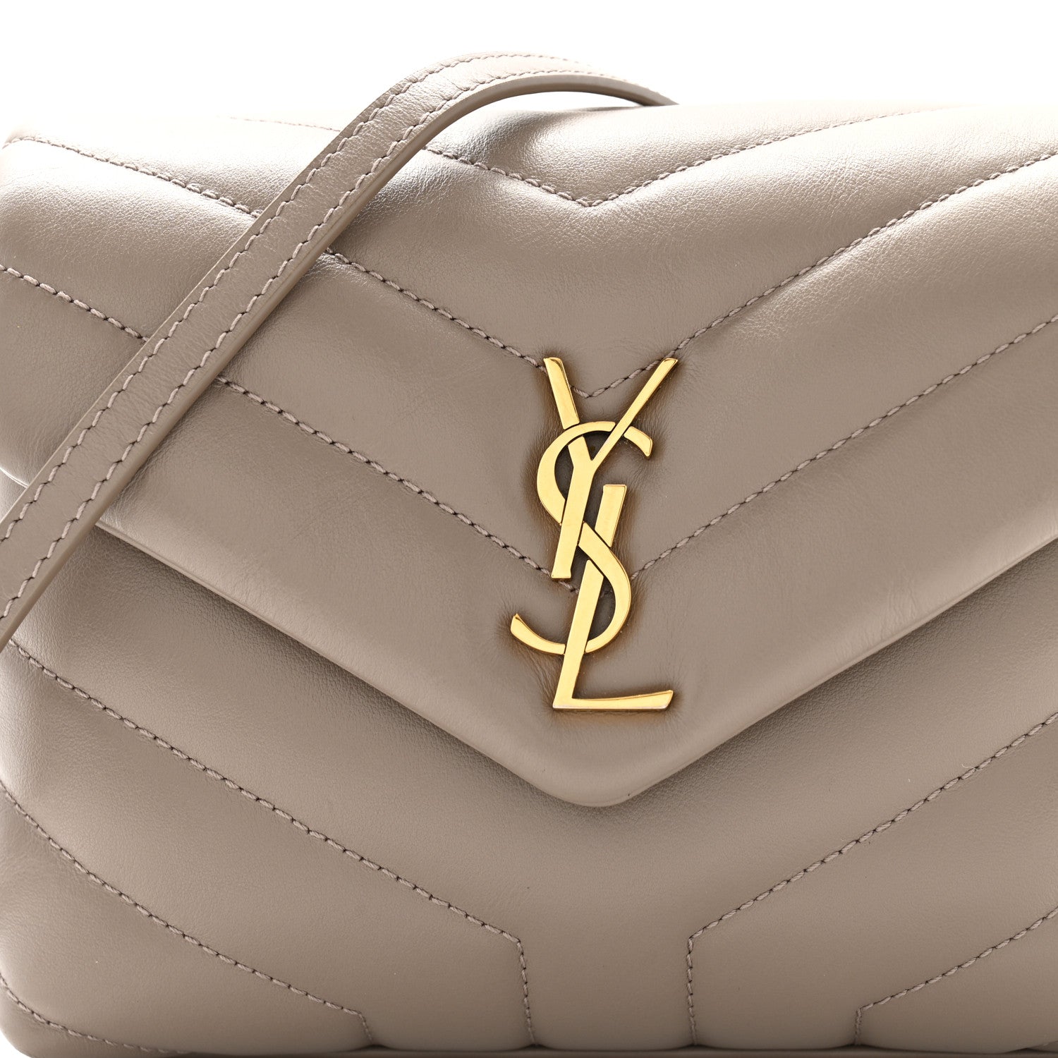 Saint Laurent Calfskin Y Quilted Monogram Toy Loulou Crossbody Bag Taupe 8 of 13