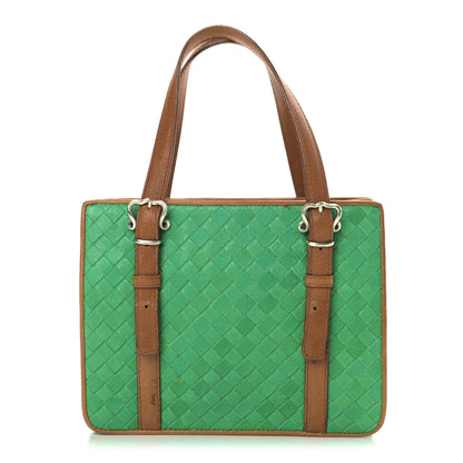 Bottega Veneta Nappa Intrecciato Bi-Color Top Handle Tote Green Brown 1 of 18