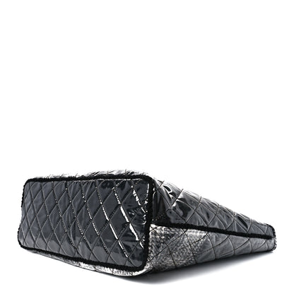 Chanel Vinyl Funny Tweed Patchwork Tote Grey 10 of 12