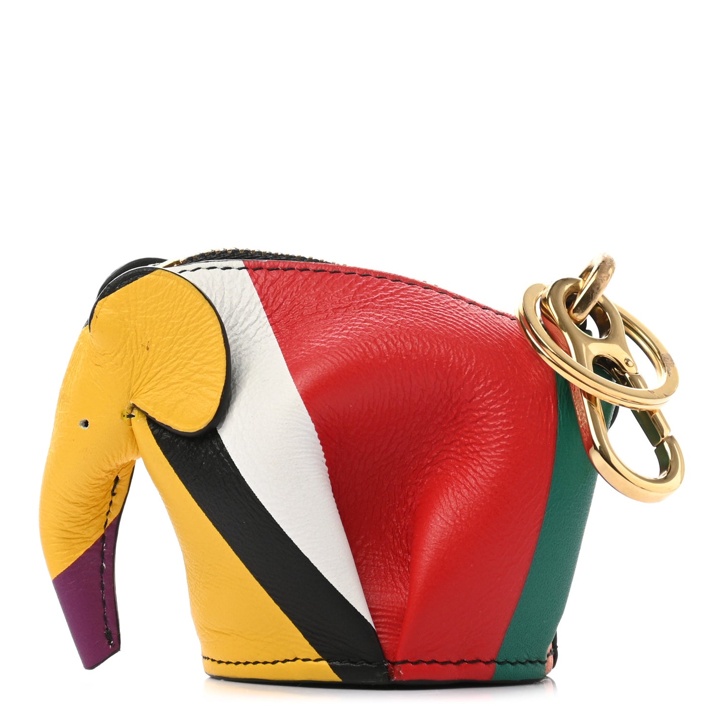Calfskin Elephant Coin Purse Bag Charm Key Holder Multicolor