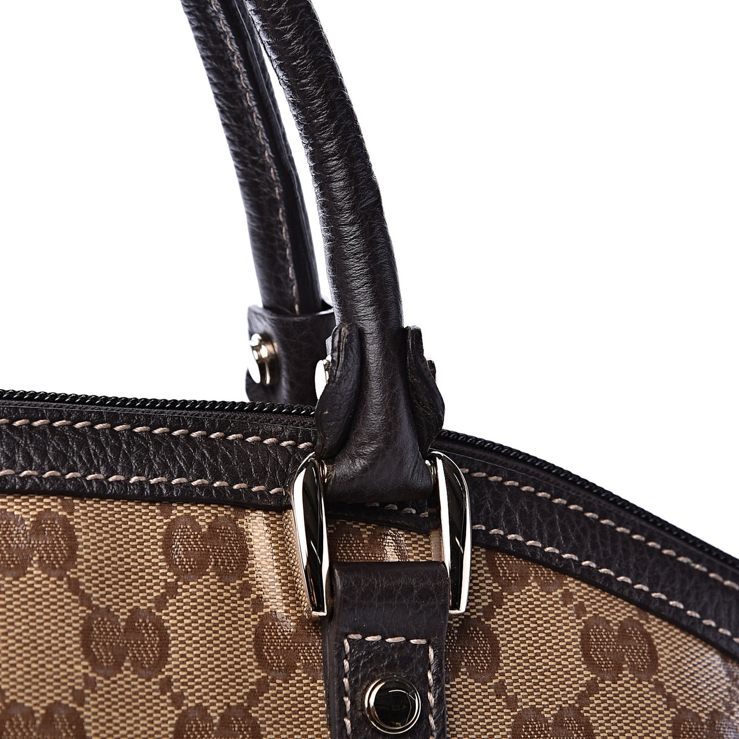 Crystal Monogram Medium GG Charm Dome Satchel Dark Brown