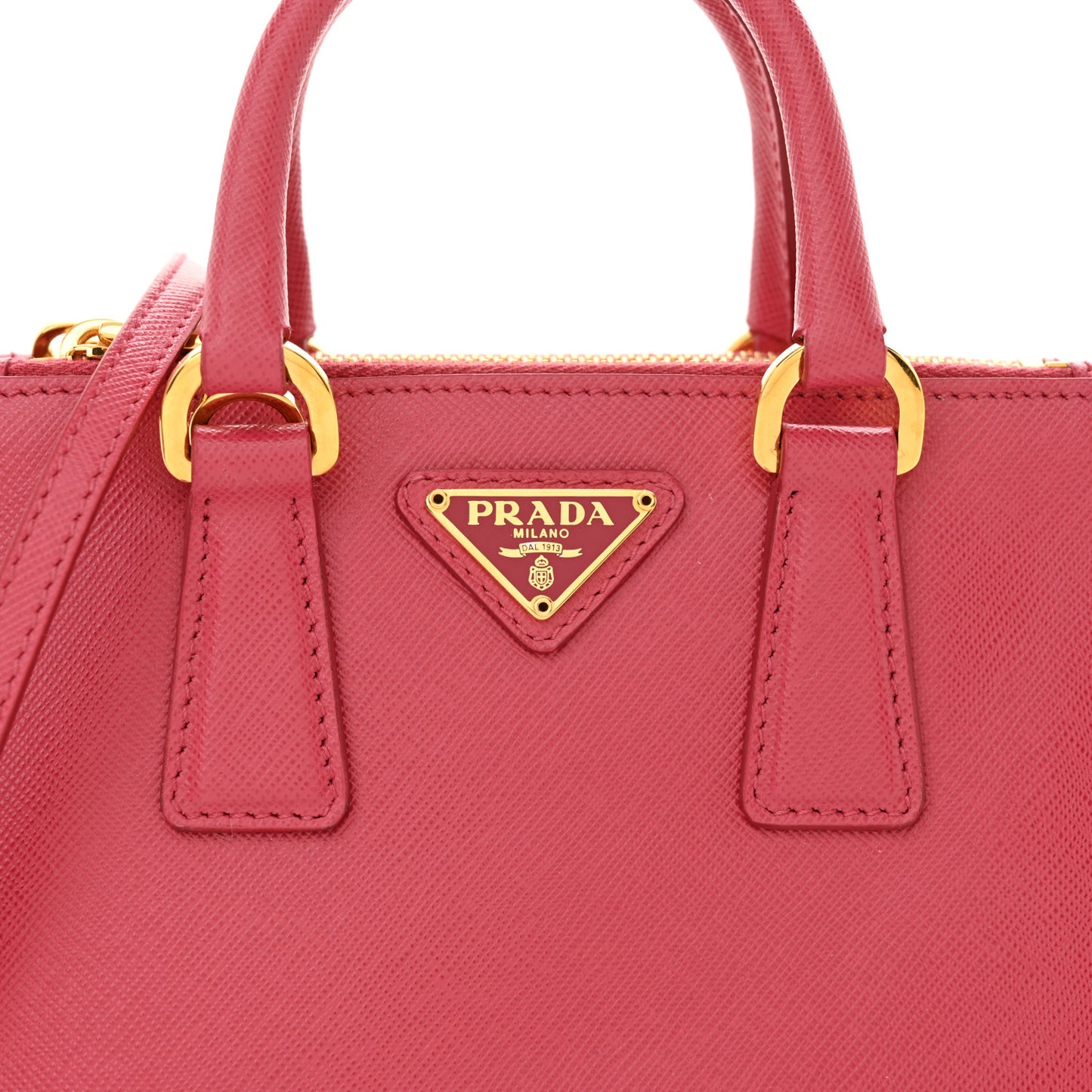 Saffiano Lux Micro Galleria Double Zip Tote Peonia