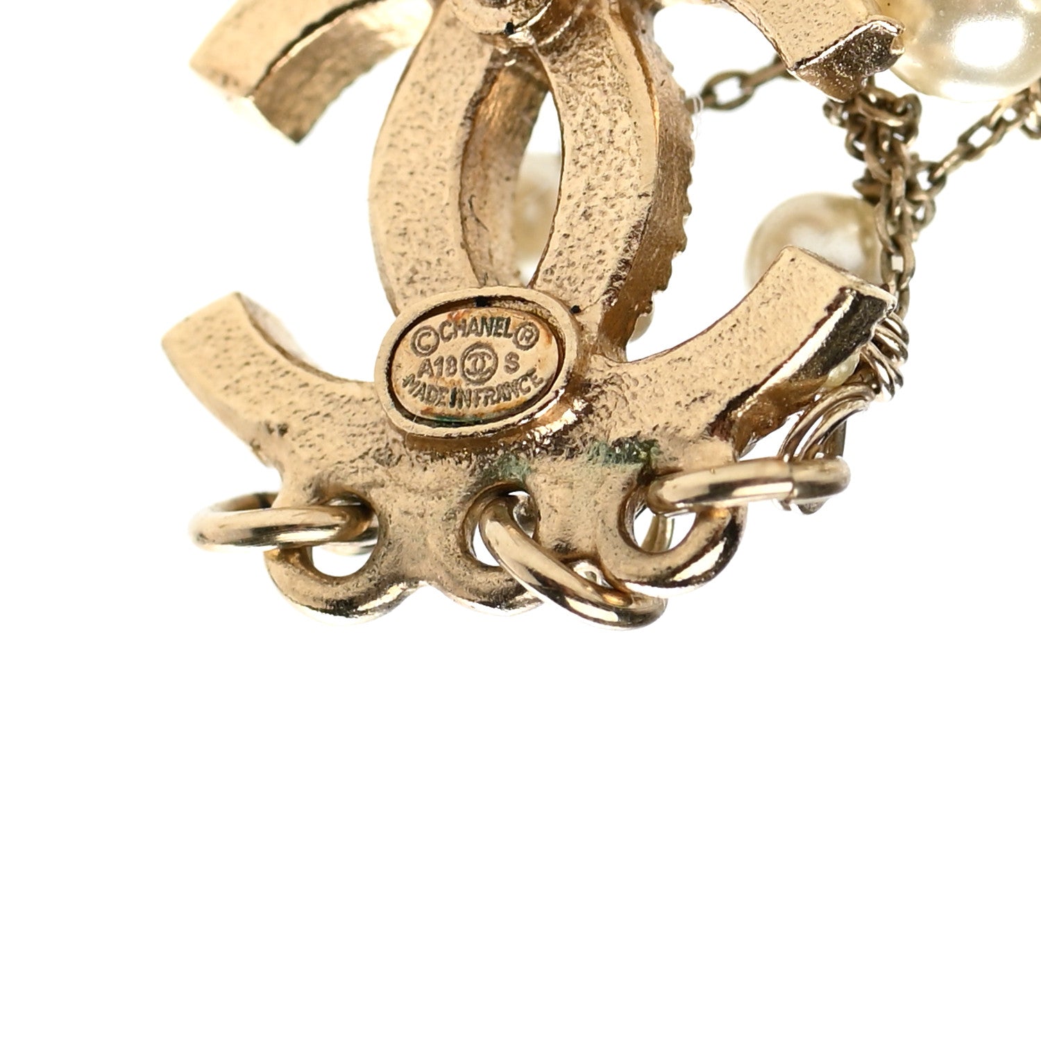 Chanel Pearl CC Long Chain Drop Earrings Gold 5 of 5