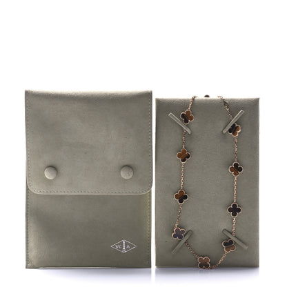 Van Cleef & Arpels 18K Yellow Gold Tiger Eye 10 Motifs Vintage Alhambra Necklace 6 of 6