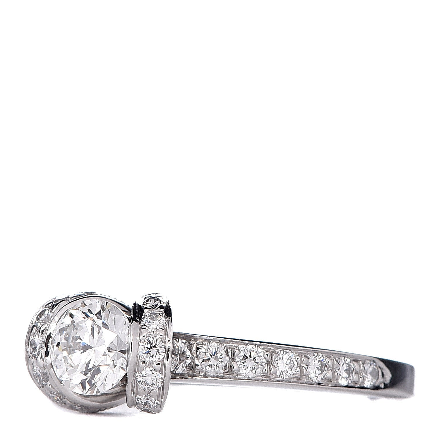 Tiffany Platinum Diamond .41ct Ribbon Engagement Ring 49 5 3 of 7