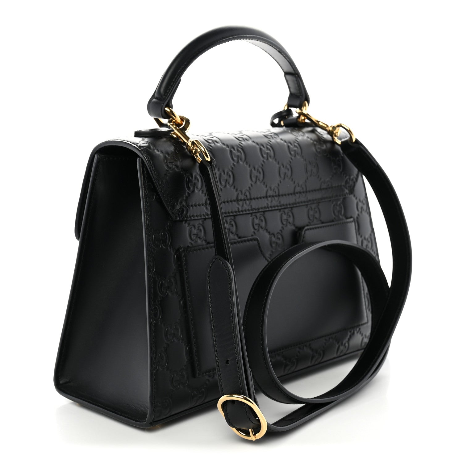 Gucci Guccissima Signature Small Padlock Top Handle Bag  Black 4 of 11