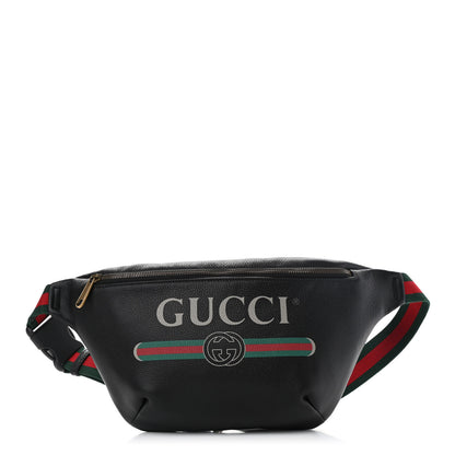 Gucci Grained Calfskin Logo Belt Bag Black 1 of 9