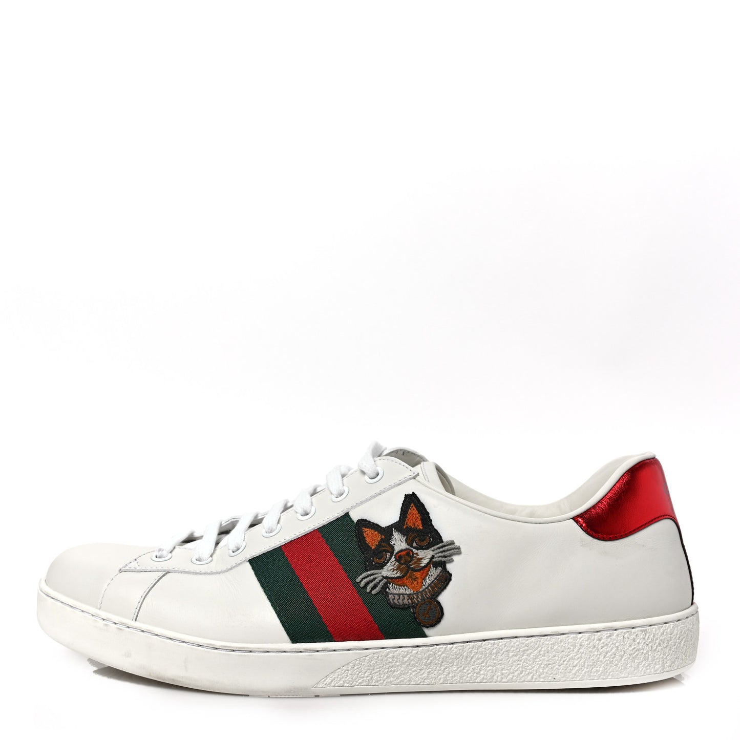 Calfskin Web Bosco Embroidered Mens Ace Sneakers 11 White Green