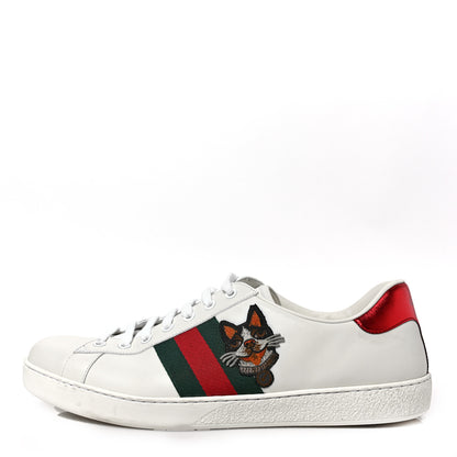 Gucci Calfskin Web Bosco Embroidered Mens Ace Sneakers 11 White Green 1 of 10