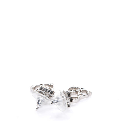 Chanel Crystal Emoji Choupette Cat CC Earrings Silver 4 of 6