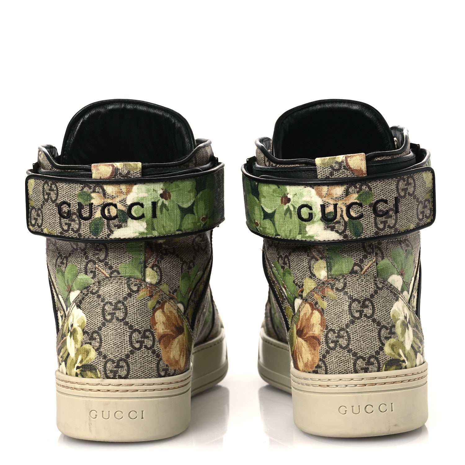 Gucci GG Monogram Blooms Web High Top Sneakers 8 Beige Green 6 of 12