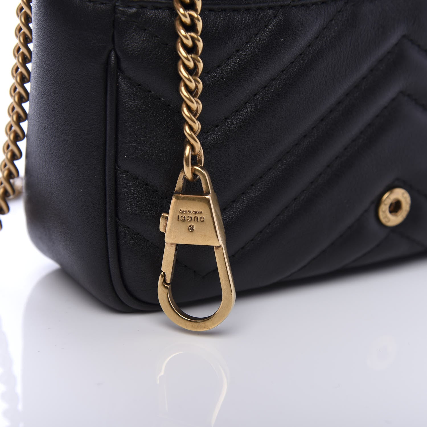 Gucci Calfskin Matelasse Super Mini GG Marmont Shoulder Bag Black 8 of 11
