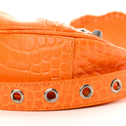 Balenciaga Extra Supple Calfskin Crocodile Embossed Le Cagole Shoulder Bag XS Pop Orange 11 of 11