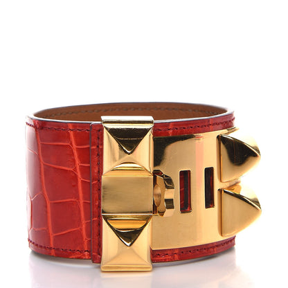 Hermes Shiny Alligator Collier De Chien CDC Bracelet S Geranium 3 of 6