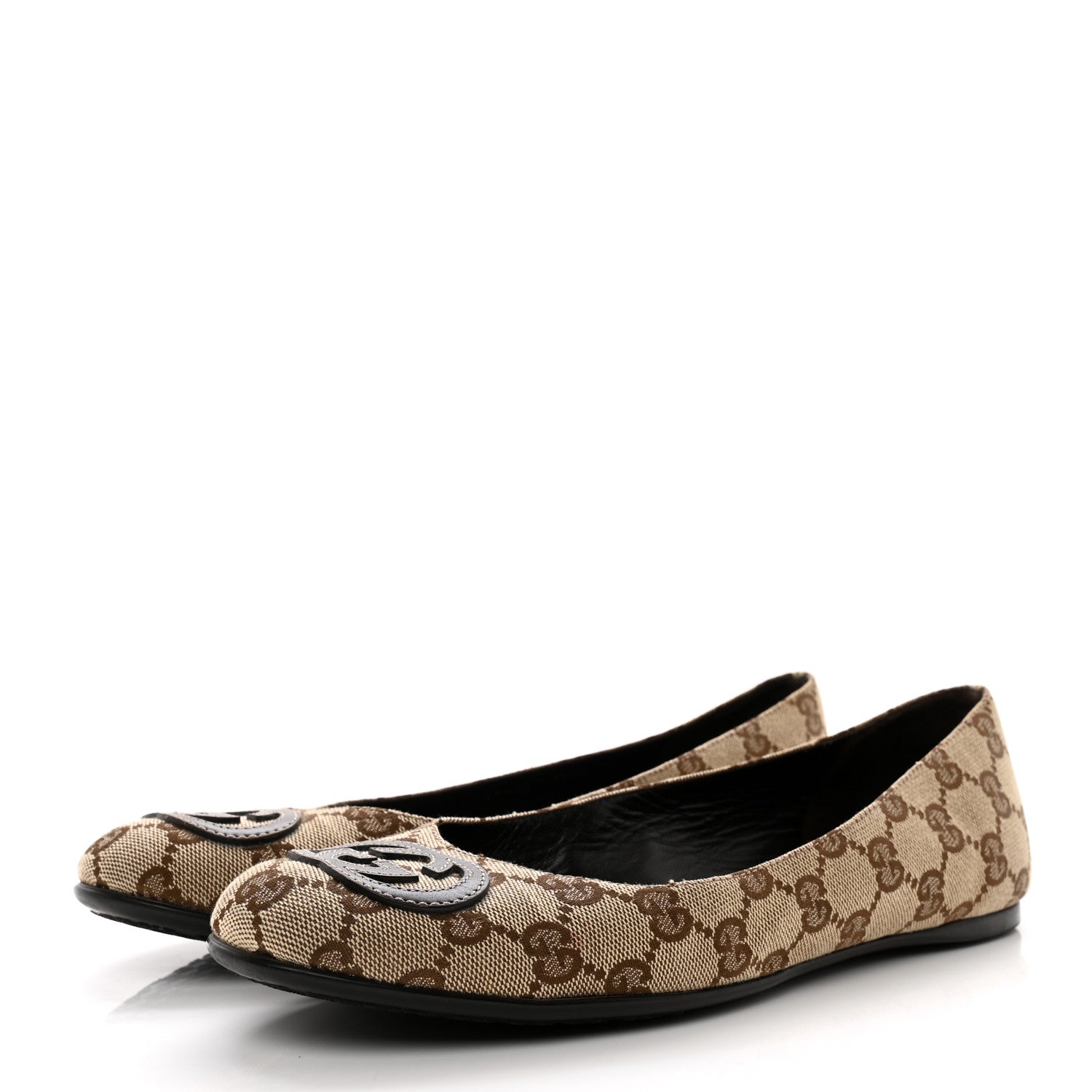 Gucci GG Monogram Ballet Flat 38.5 Beige Ebony 3 of 9