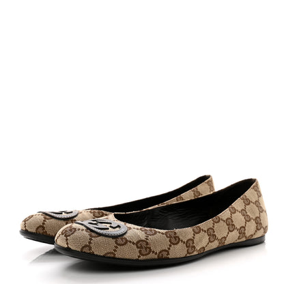 Gucci GG Monogram Ballet Flat 38.5 Beige Ebony 3 of 9