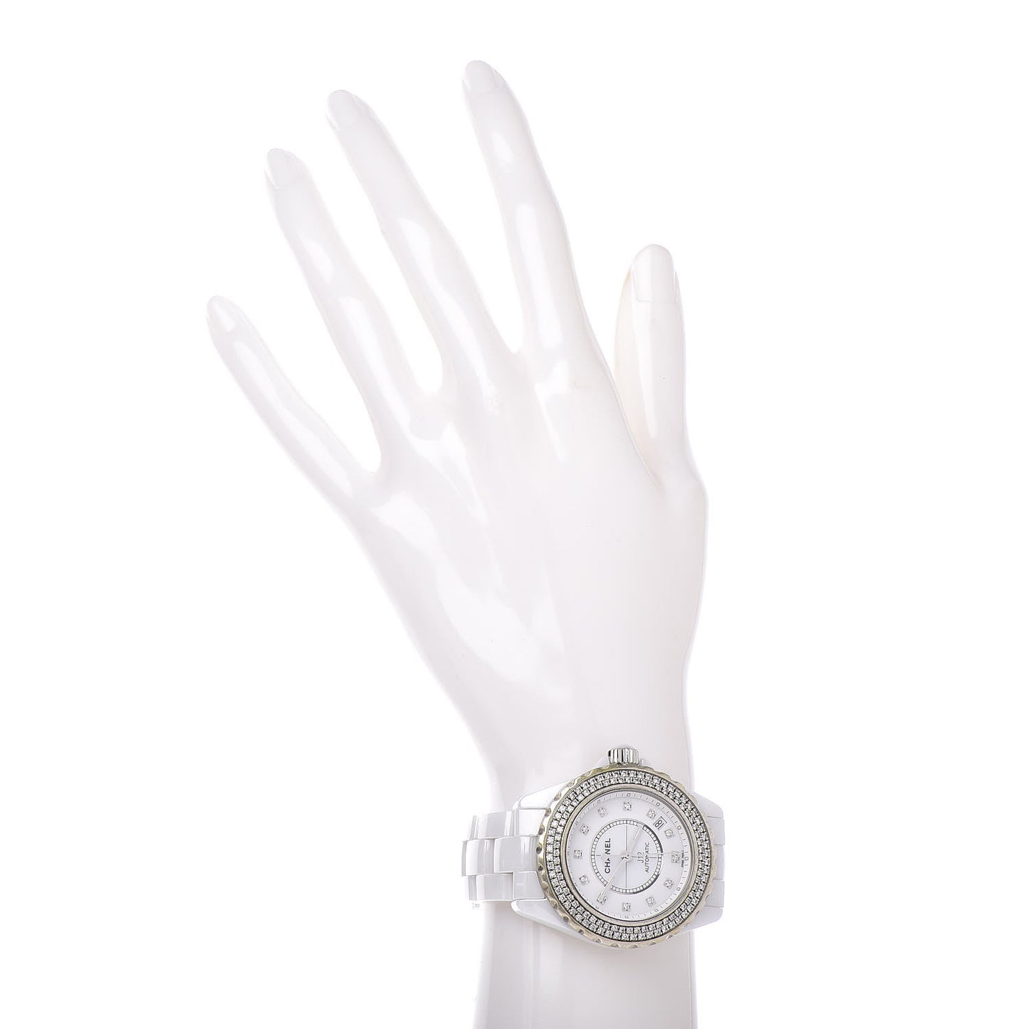 Stainless Steel Ceramic Diamond Pave Bezel 38mm J12 Automatic Watch White