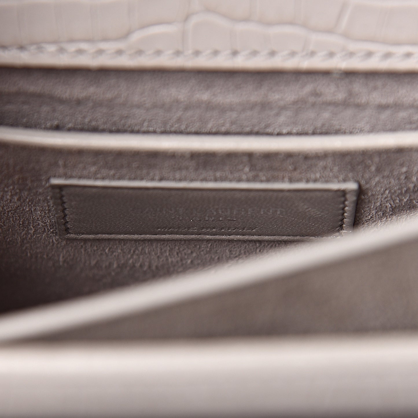 Calfskin Crocodile Embossed Medium Monogram Sunset Mouse Grey