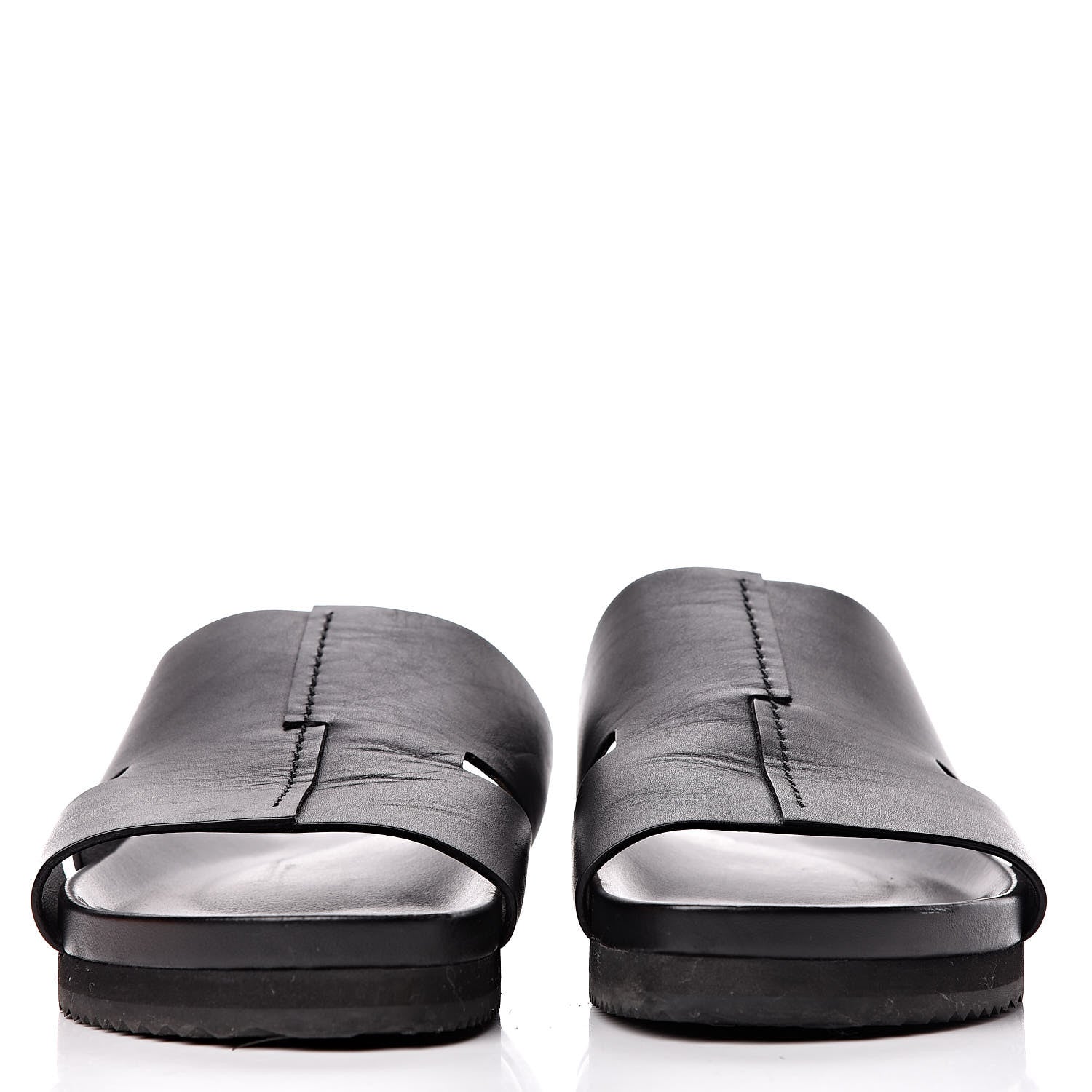 Hermes Calfskin Mens H Sandals 43 Black 2 of 11