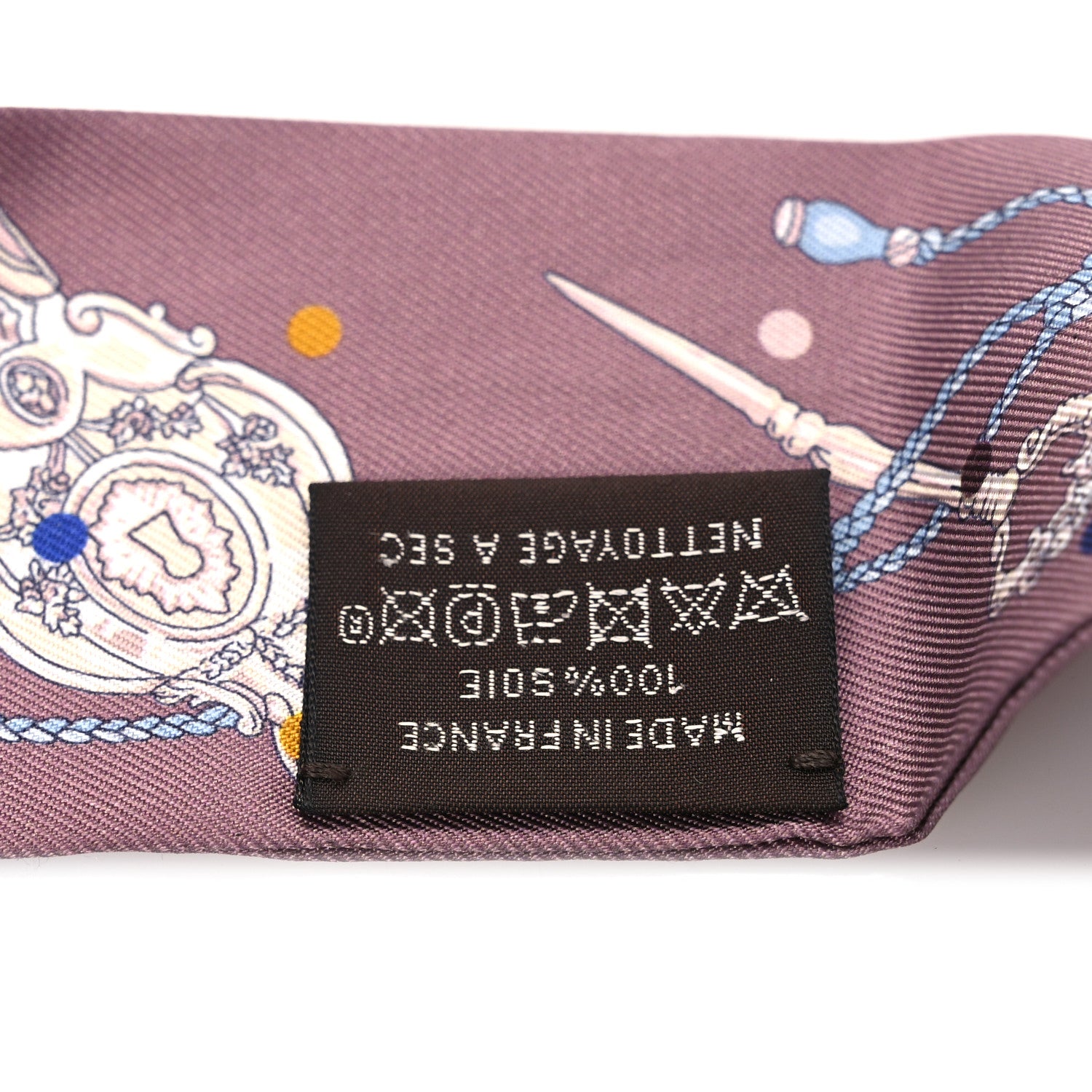 Hermes Silk Les Cles A Pois Twilly Marron Glace Gris 4 of 4