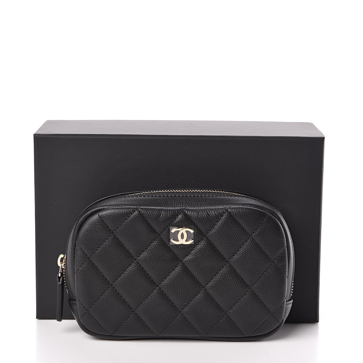 Chanel Caviar Quilted Small Curvy Pouch Cosmetic Case Black 8 of 8