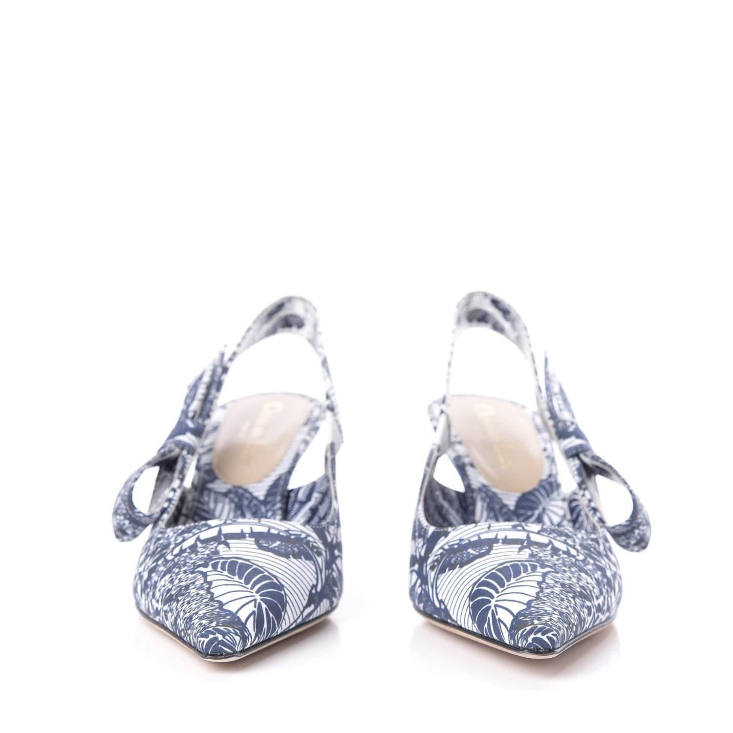 Christian Dior Toile De Jouy Tropicalia Sweet D Slingback Pumps 37 Indigo White 3 of 9