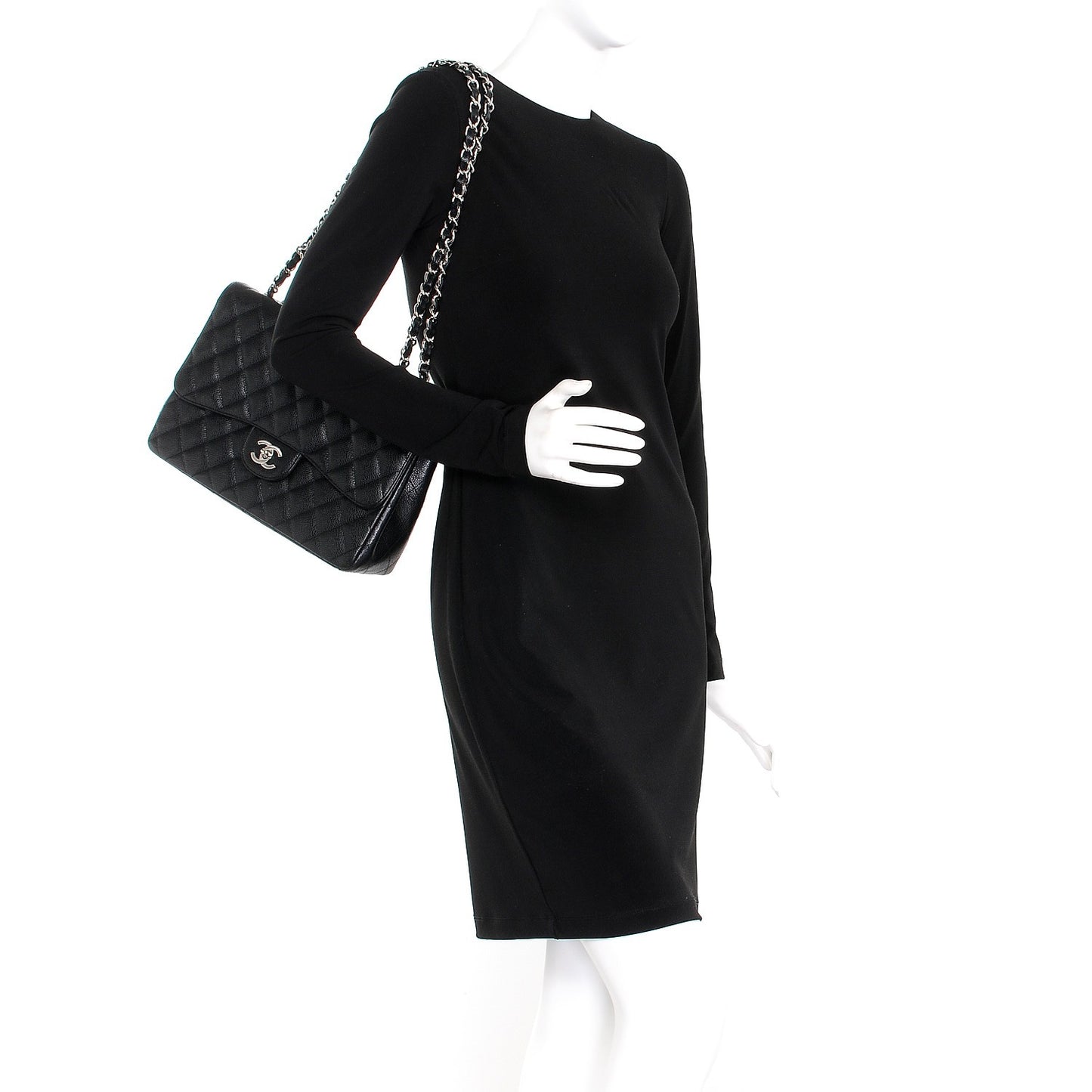 Caviar Quilted Jumbo Single Flap Black
