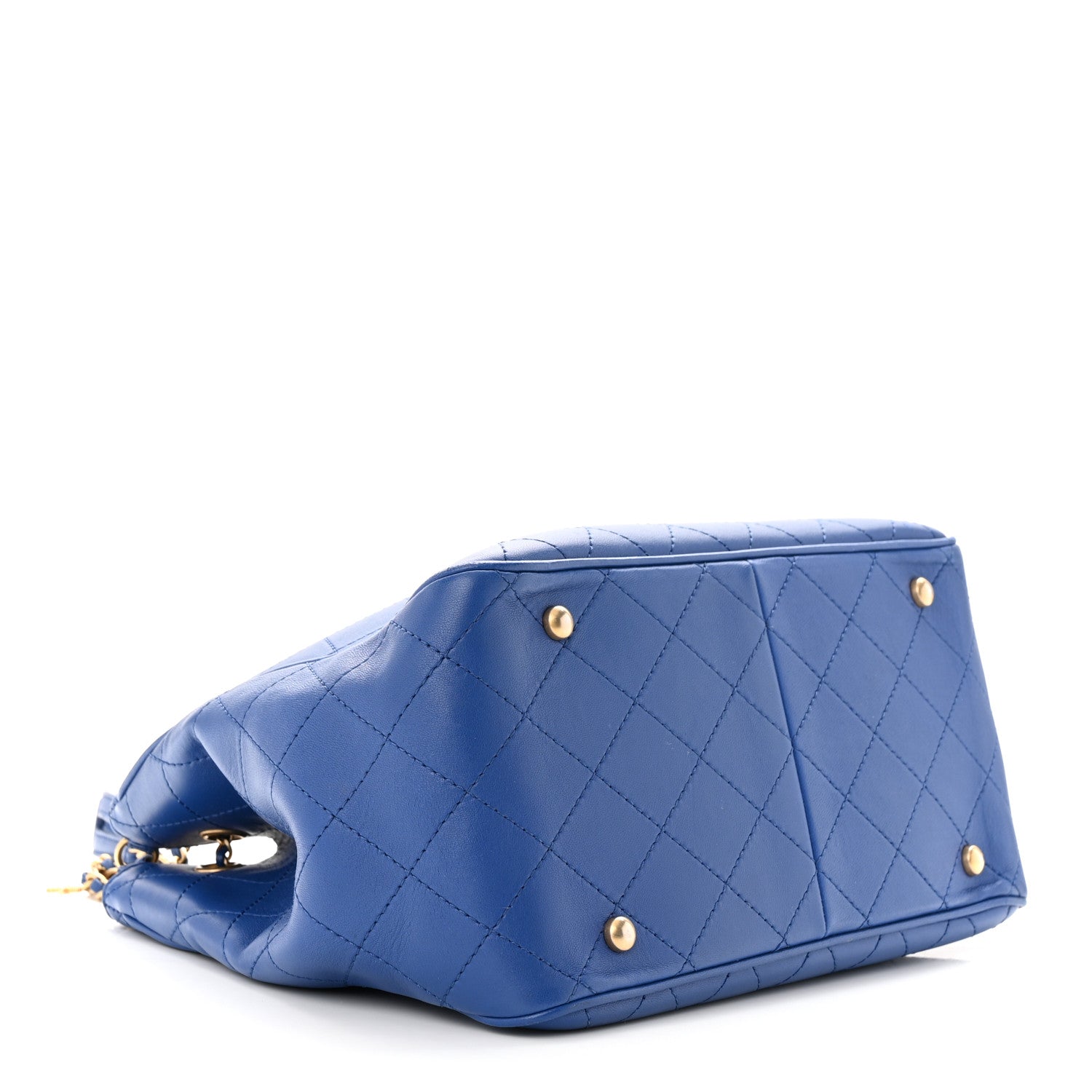 Chanel Calfskin Stitched Egyptian Amulet Drawstring Bag Blue 4 of 12
