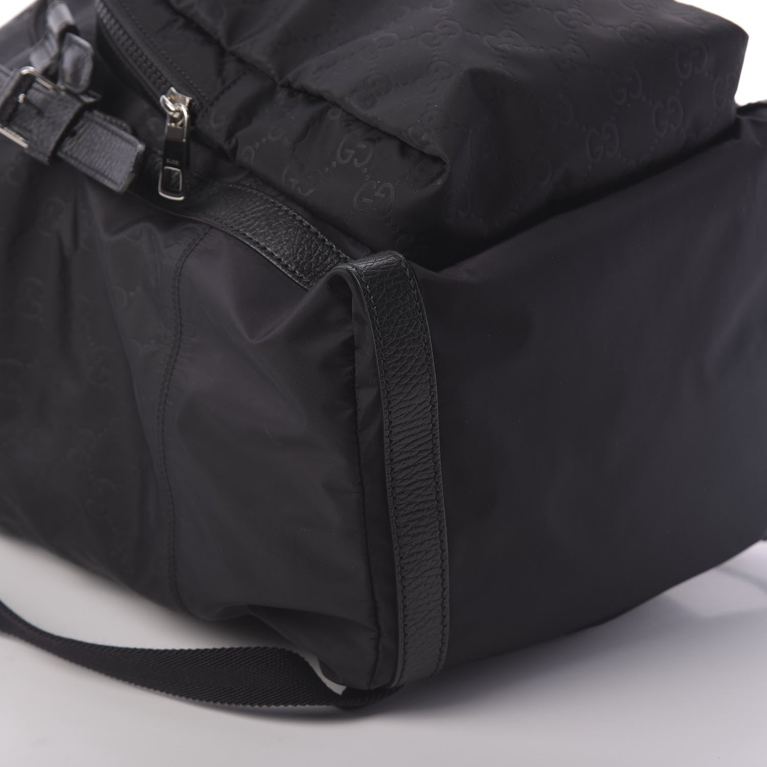 Gucci Nylon Monogram Medium Light Double Buckle Backpack Black 5 of 9