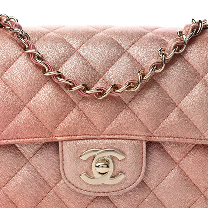 Chanel Metallic Lambskin Quilted Ombre Mini Rectangular Flap Pink 10 of 11