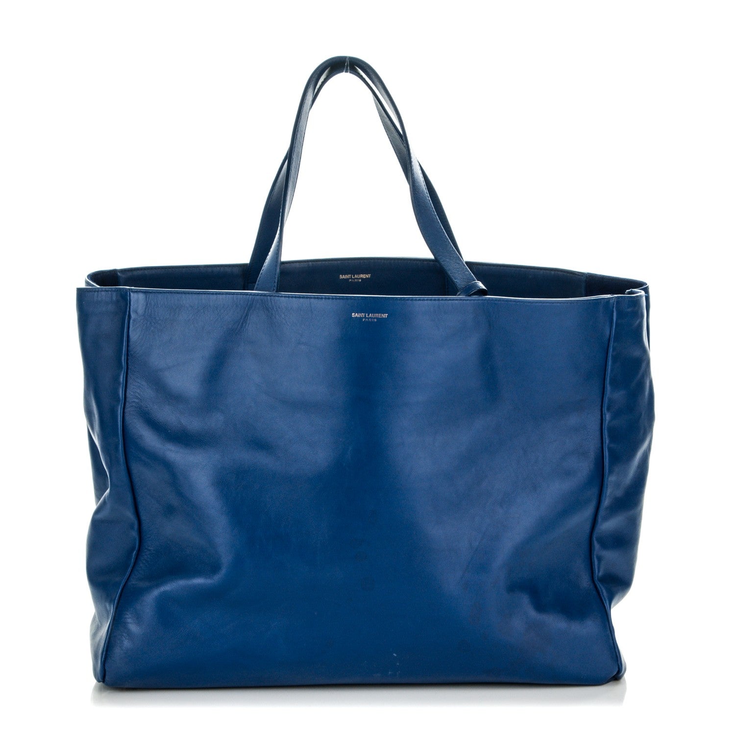Saint Laurent Calfskin Suede Reversible East West Shopper Tote Blue 7 of 9