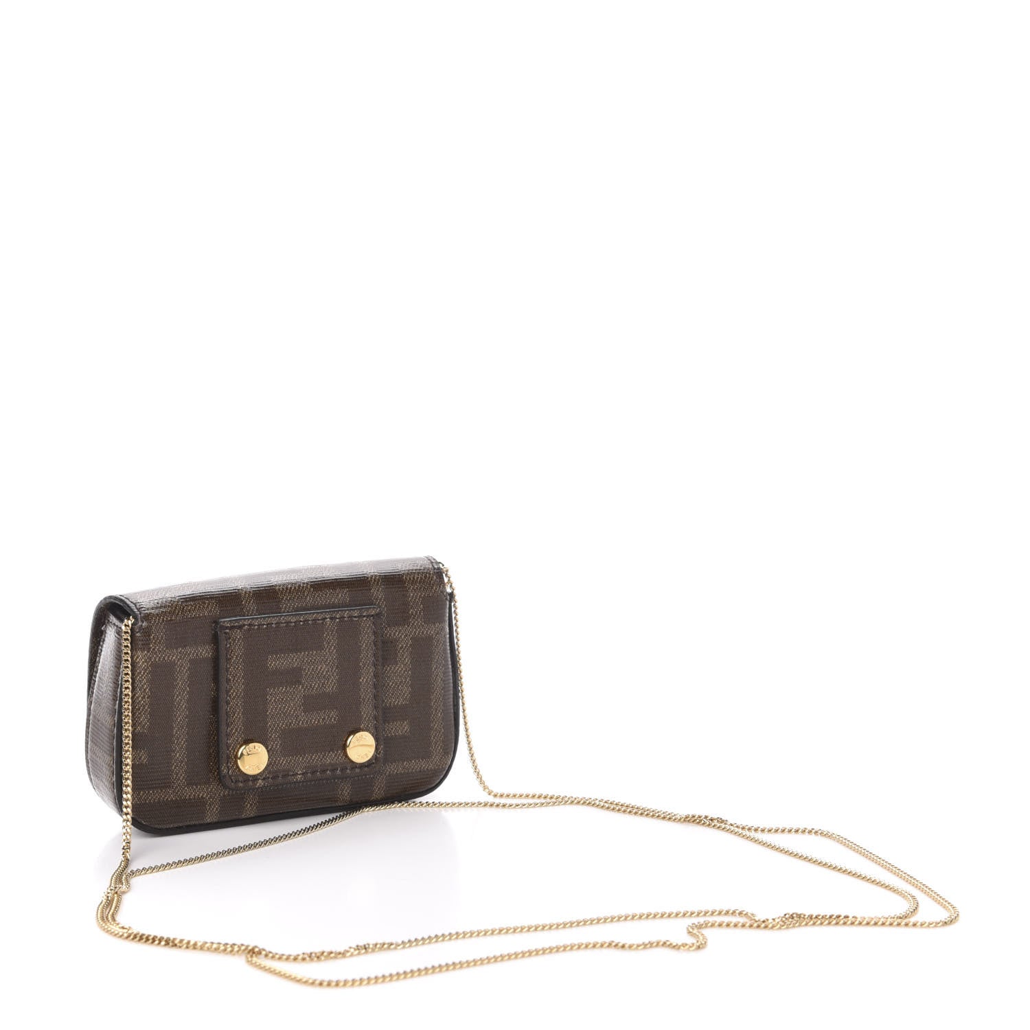 Fendi Glazed Fabric FF 1974 Nano Baguette Belt Charm Mogano Panna 3 of 10