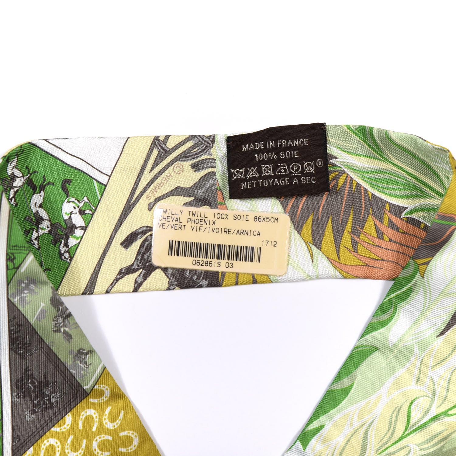 Hermes Silk Cheval Phoenix Twilly Vert Vif Ivory Arnica 2 of 3