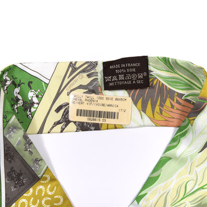 Hermes Silk Cheval Phoenix Twilly Vert Vif Ivory Arnica 2 of 3