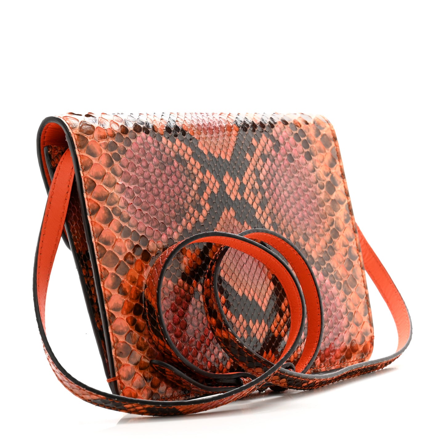 Grand Prix Snakeskin Jackie Convertible Shoulder Bag Orange