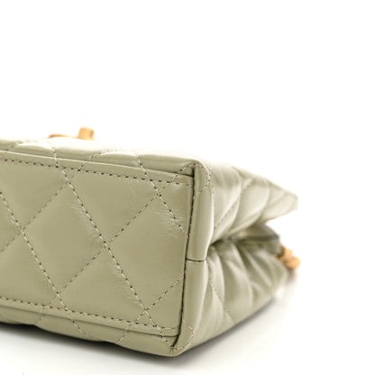 Chanel Shiny Aged Calfskin Quilted Nano Kelly Shopper Khaki 10 of 11