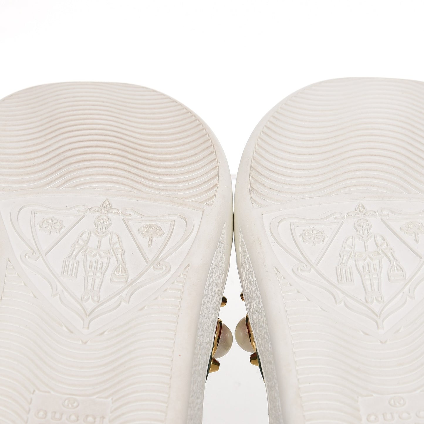 Calfskin Web Studded Ace Sneakers 38 White