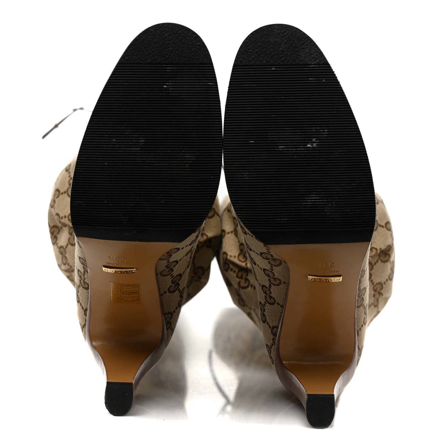 Gucci Monogram Over the Knee Boots 39.5 Beige Ebony 5 of 6