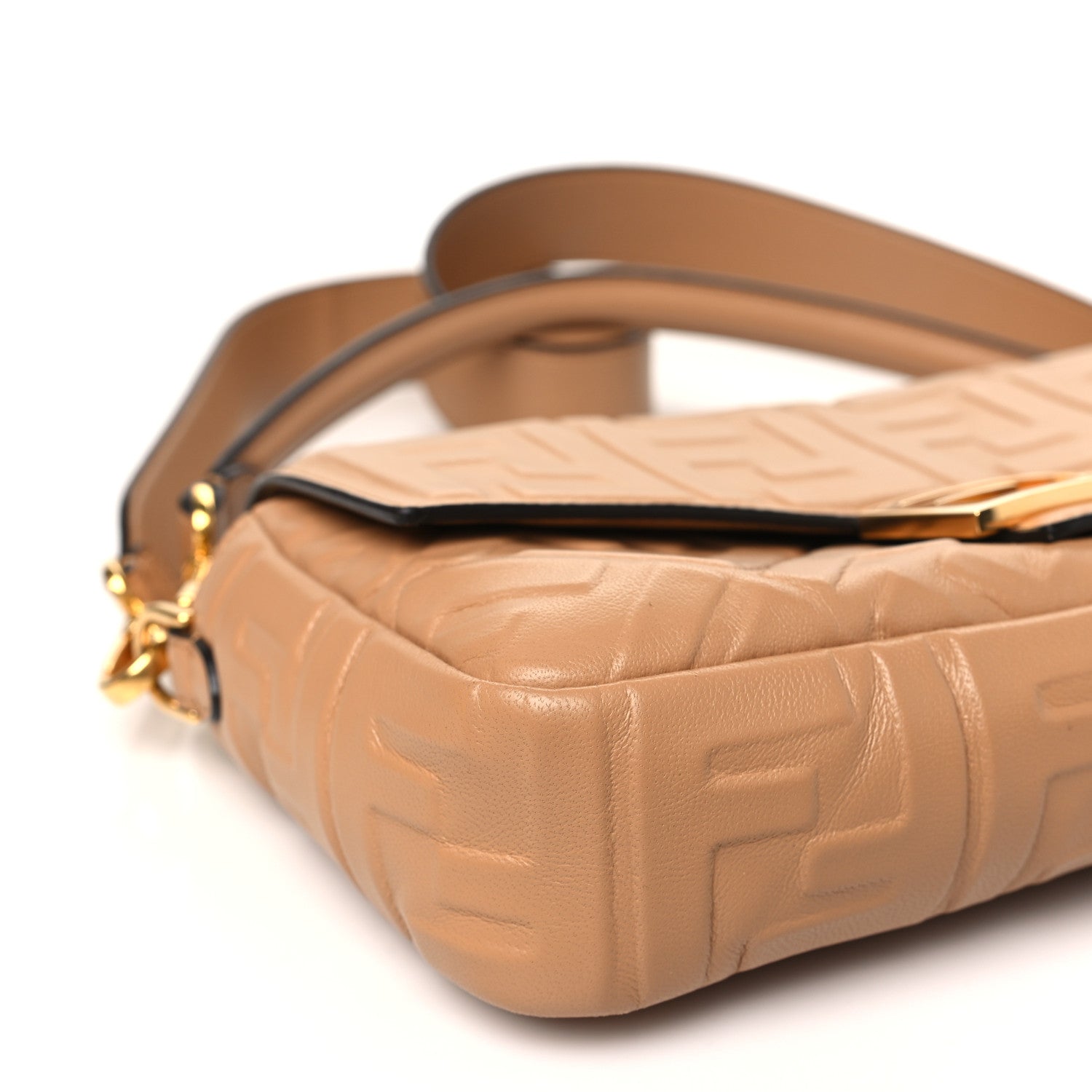 Fendi Nappa FF 1974 Embossed Baguette Miele Scuro 9 of 12