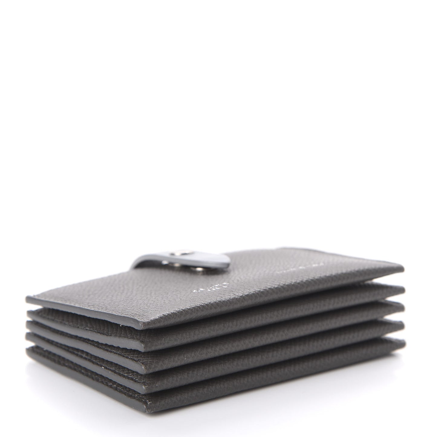 Grained Shiny Calfskin Accordion Card Holder Grey