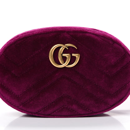 Gucci Velvet Matelasse GG Marmont Belt Bag 85 34 Fuchsia Violet Cyclamen 7 of 11