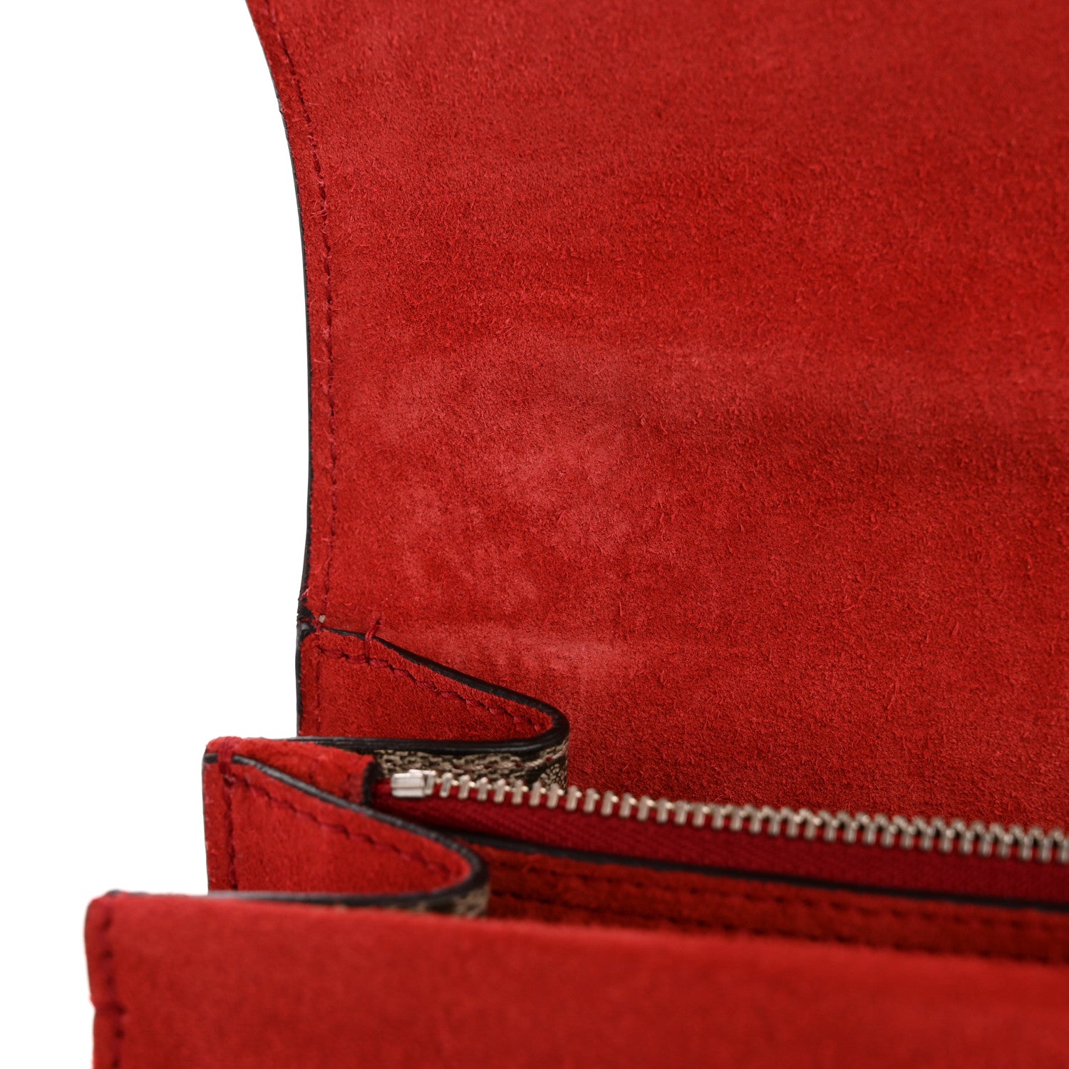 Gucci GG Supreme Monogram Suede Cudu Medium Dionysus Shoulder Bag Beige Ebony Vulcanic Red 11 of 13