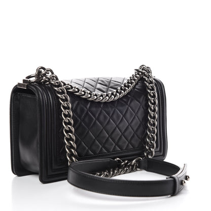 Chanel Lambskin Quilted Medium Boy Flap Black 3 of 10