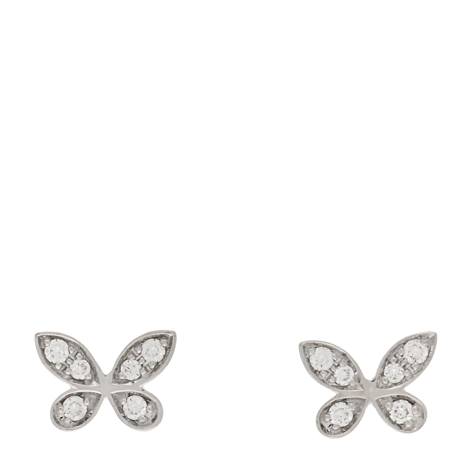 Graff 18K White Gold Diamond Petite Pave Butterfly Earrings 1 of 5