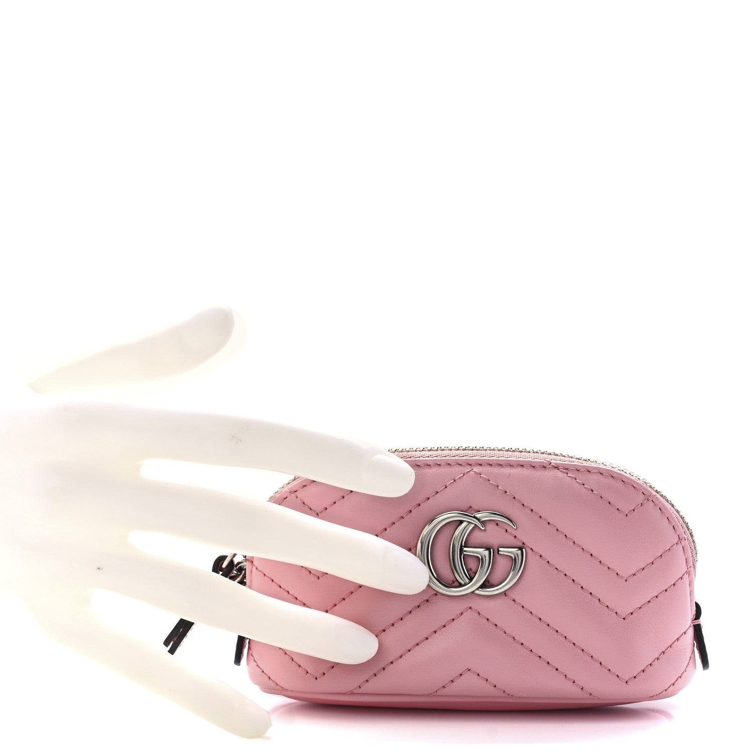 Gucci Calfskin Matelasse GG Marmont Key Pouch Wild Rose 2 of 12