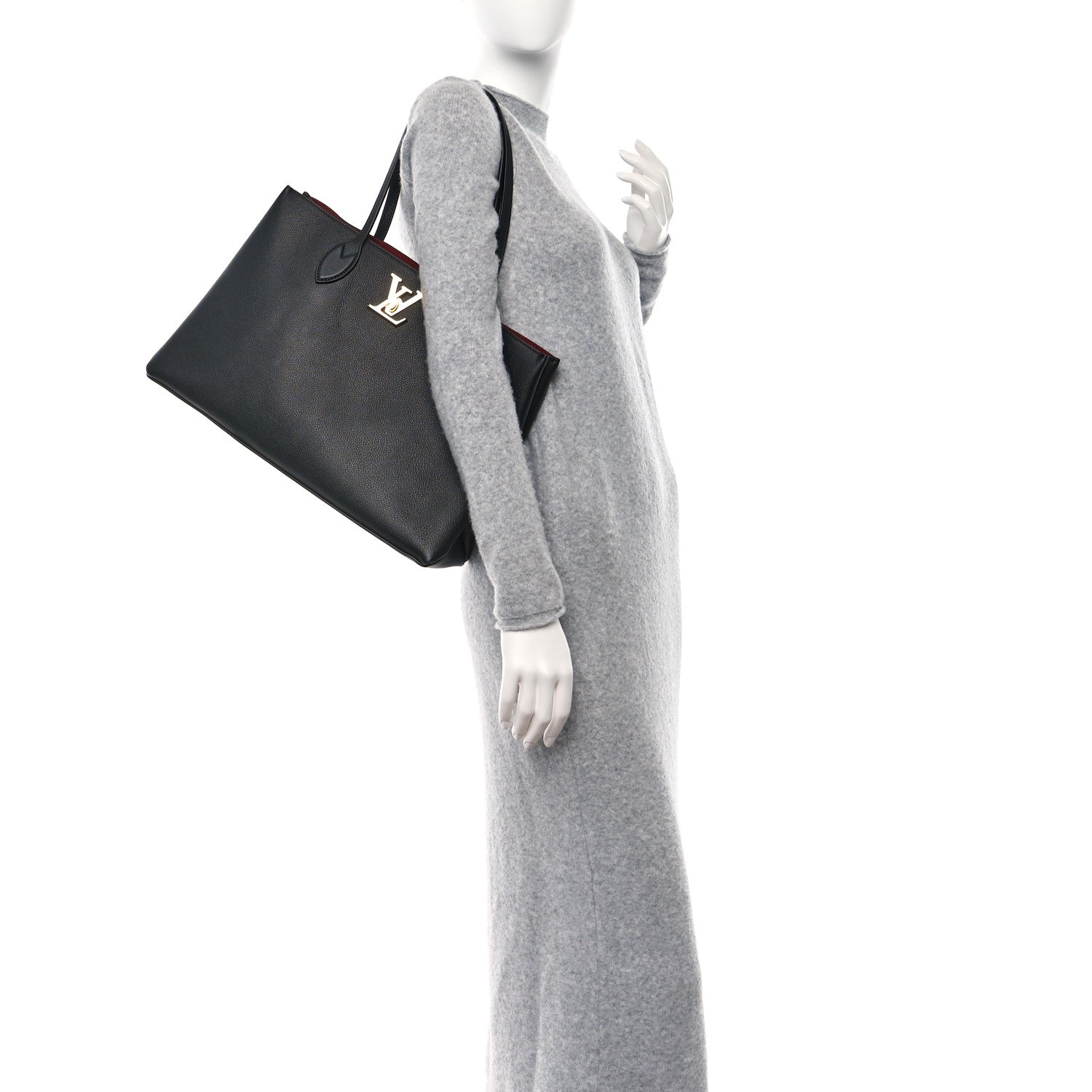 Louis Vuitton Grained Calfskin Lockme Shopper Black 2 of 10