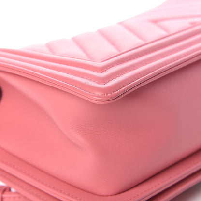 Chanel Calfskin Chevron Quilted Medium Boy Flap Pink 15 of 16